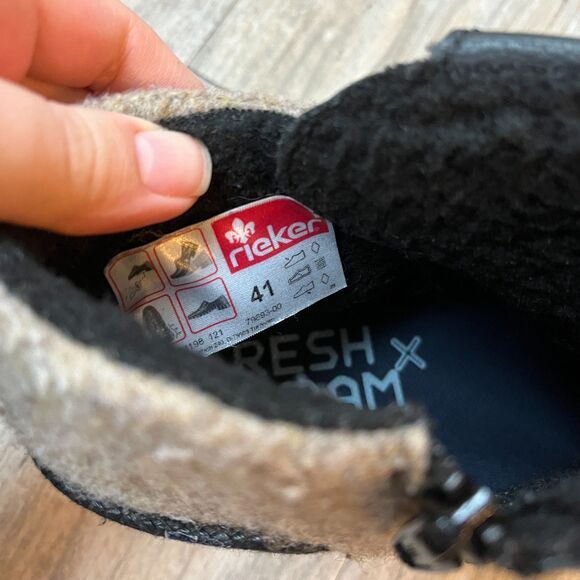 Rieker Boots Womens 41 Ankle Bootie Black Casual Comfort Round Toe Block Heels - Picture 4 of 12